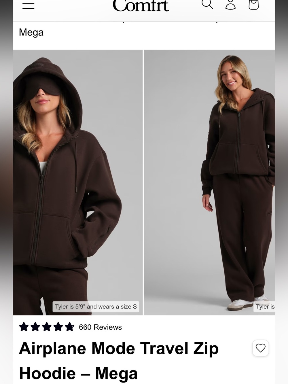 Airplane Mode Travel Zip Hoodie - Espresso size small